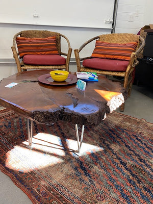 Hickory Coffee Table with Hairpin Legs