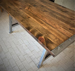 Reclaimed Wood Screed and Iron Table