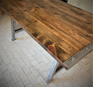 Reclaimed Wood Screed and Iron Table