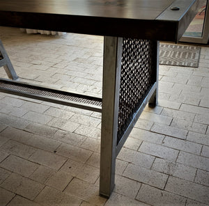 Reclaimed Wood Screed and Iron Table